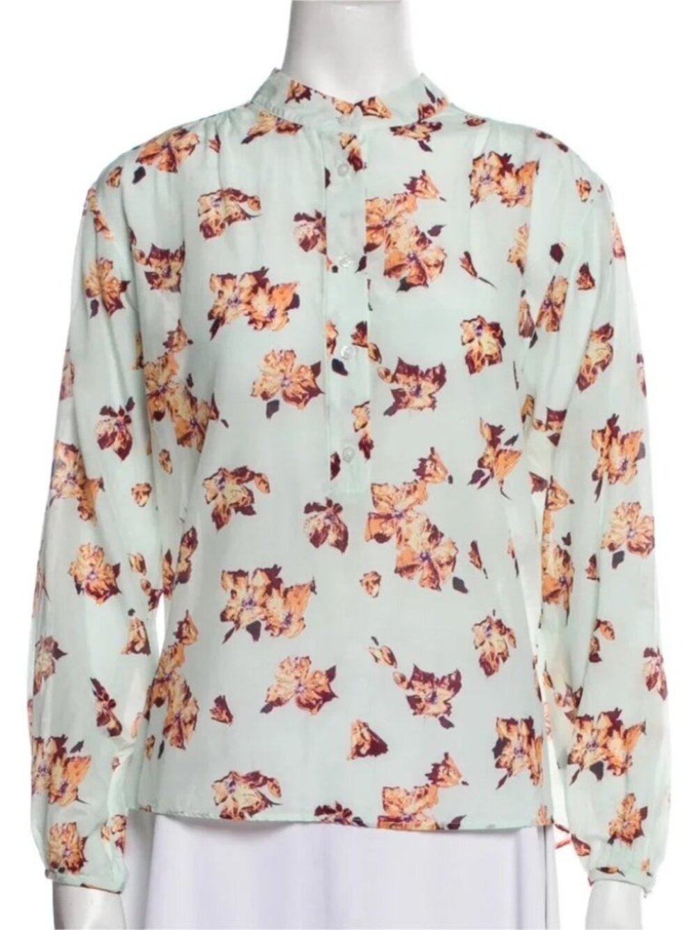 A.L.C. Shira Floral Print Mock Neck Blouse 1380 - Picture 2 of 13